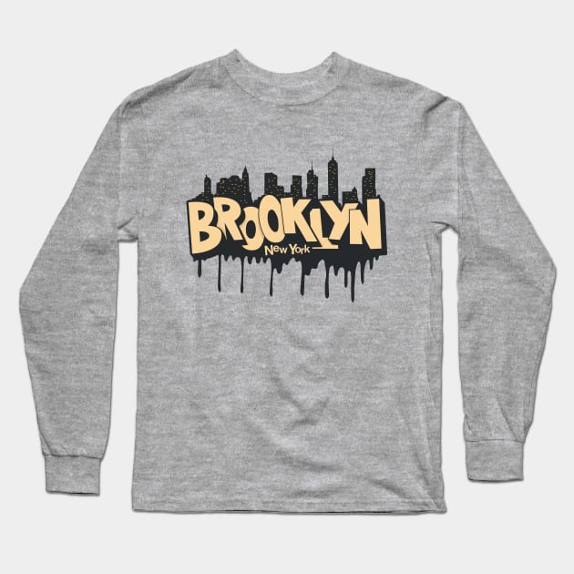 New York Brooklyn - Brooklyn Schriftzug - Brooklyn Logo mit skyline Long Sleeve T-Shirt by Boogosh